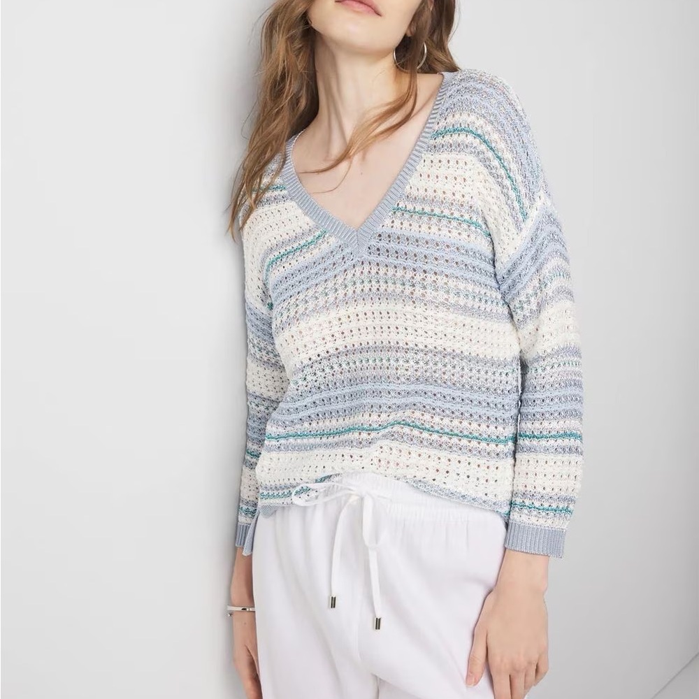 Women's Striped V-Neck Sweater